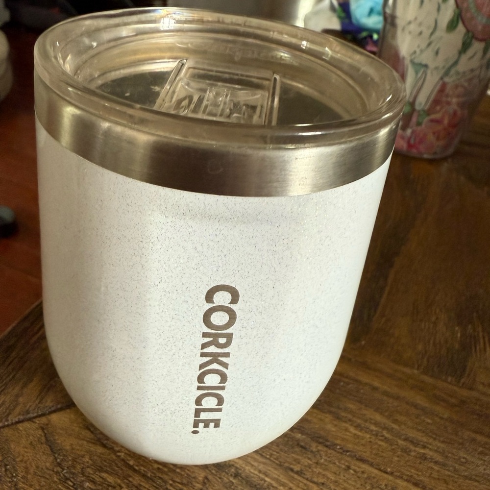 Corkcicle White Insulated Tumbler with Clear Lid